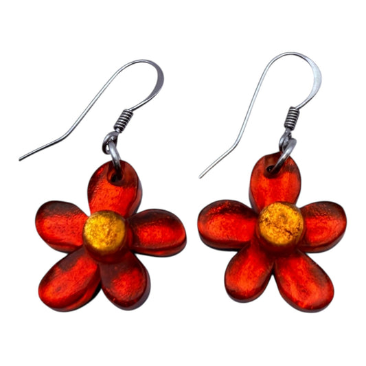 Sunset Flower Shiny Fish Hook Earrings