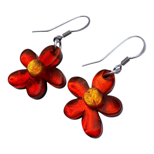 Sunset Flower Shiny Fish Hook Earrings