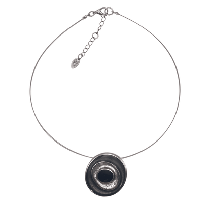 Black Organic Circles Shiny Pendant | The Jewellery Stop