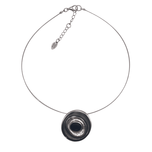 Black Organic Circles Shiny Pendant | The Jewellery Stop