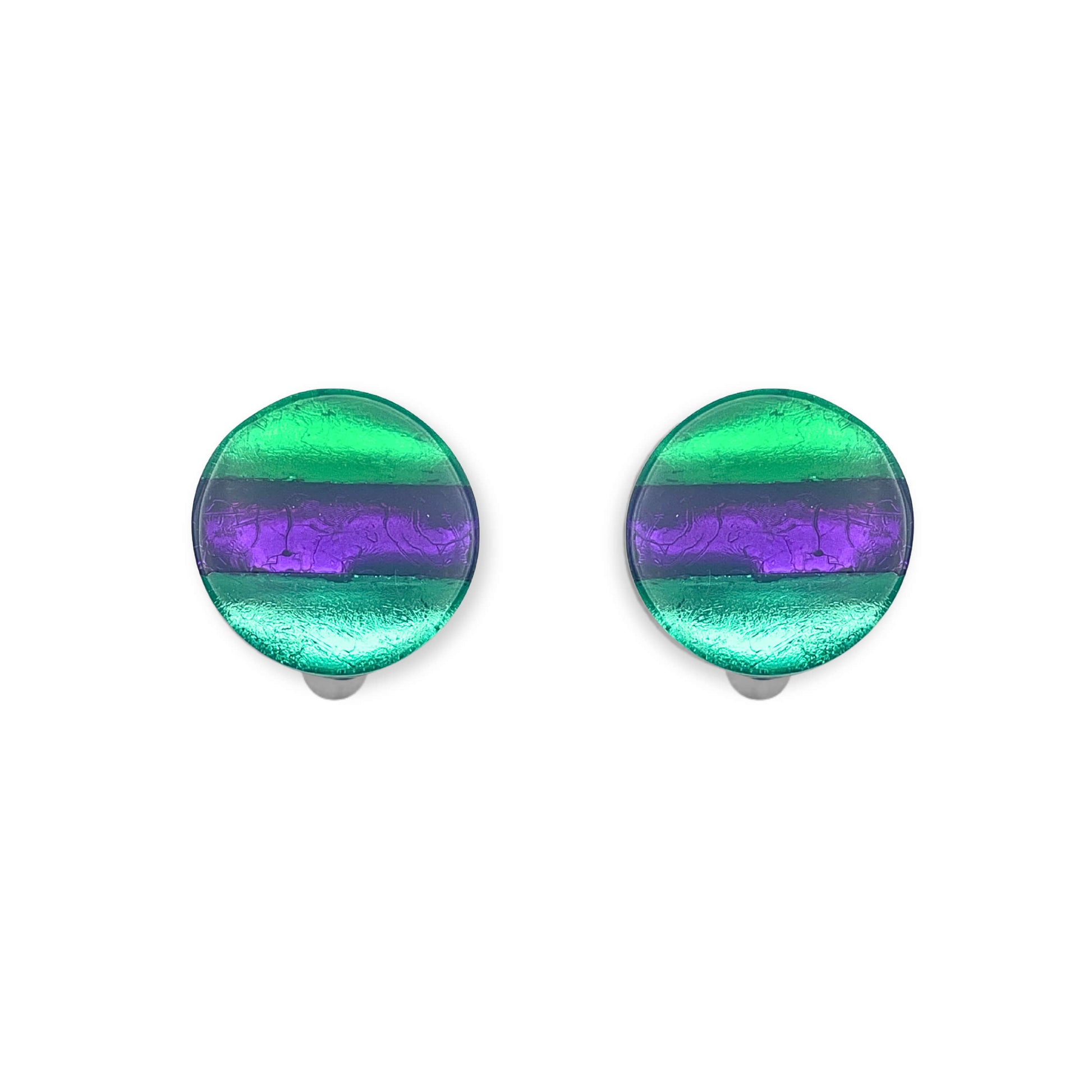 Aurora Geometric Circles Shiny Clip Earrings