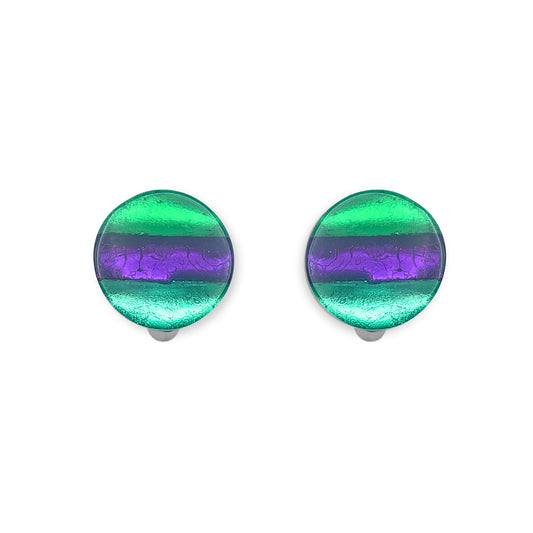 Aurora Geometric Circles Shiny Clip Earrings