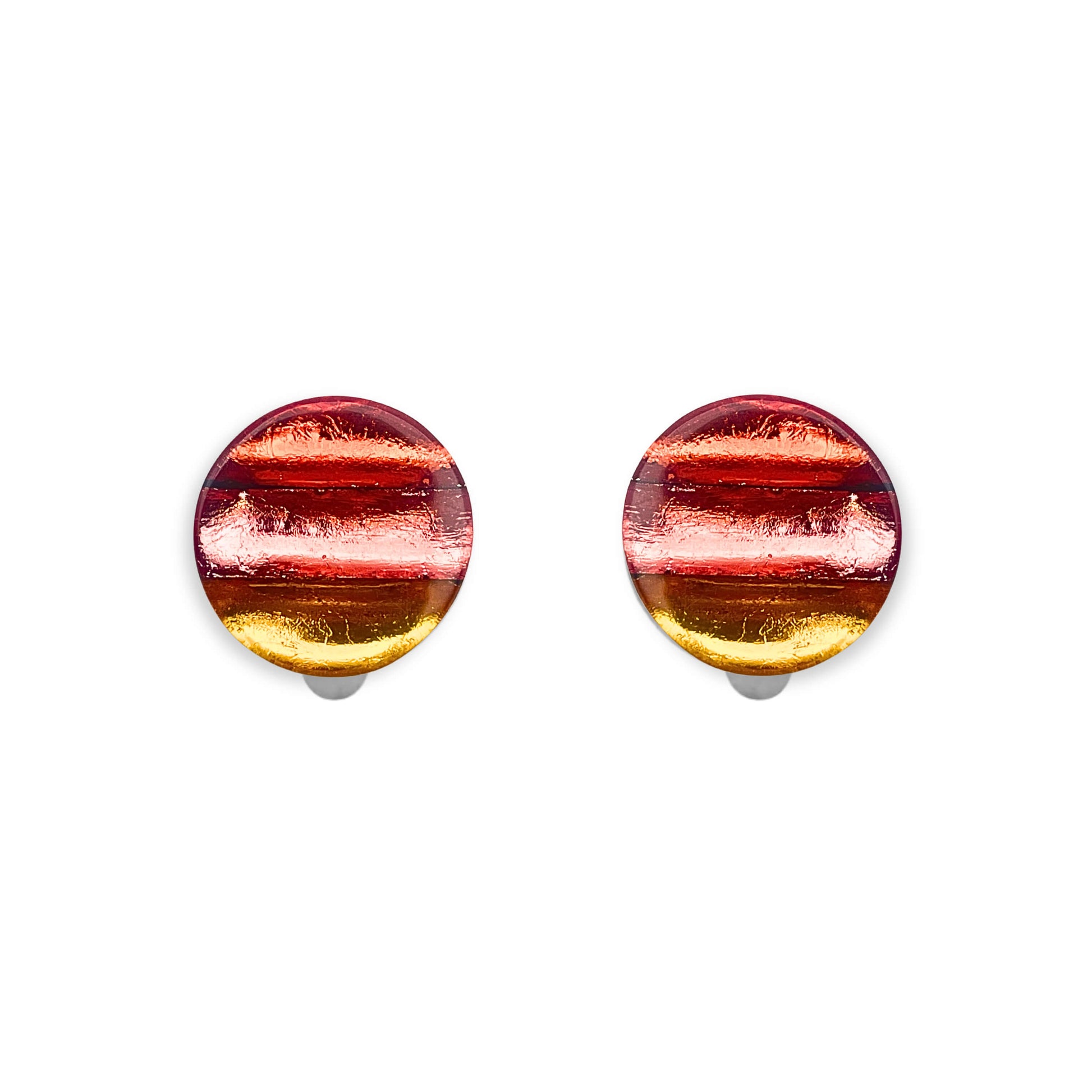 Terracotta Geometric Circles Shiny Clip Earrings