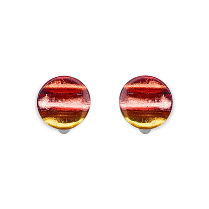 Terracotta Geometric Circles Shiny Clip Earrings
