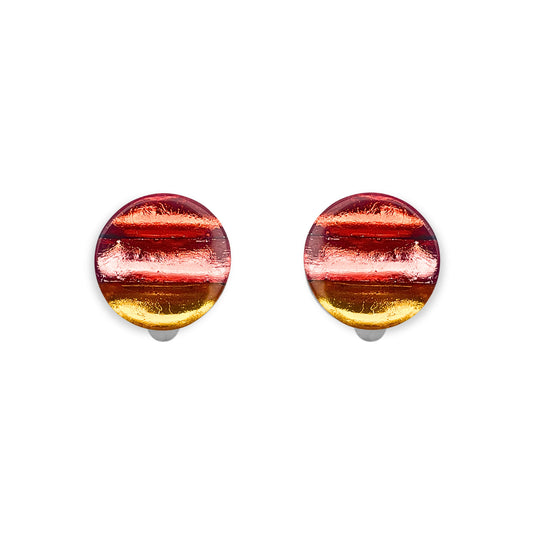Terracotta Geometric Circles Shiny Clip Earrings