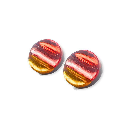 Terracotta Geometric Circles Shiny Clip Earrings