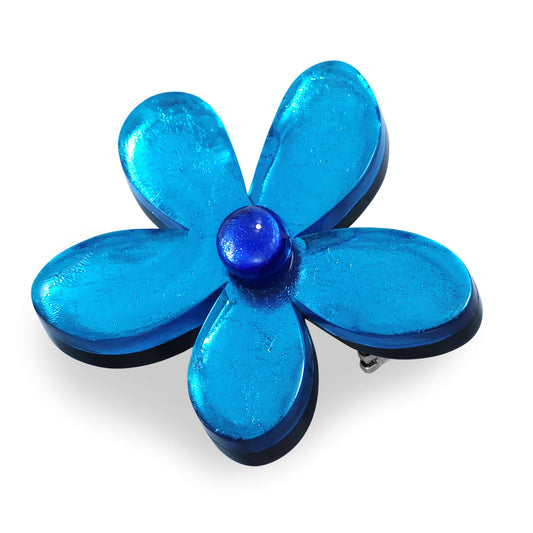 Turquoise Flower Shiny Brooch