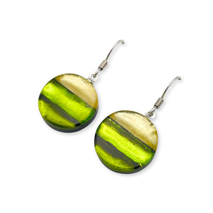 Citrus Geometric Circles Shiny Fish Hook Earrings