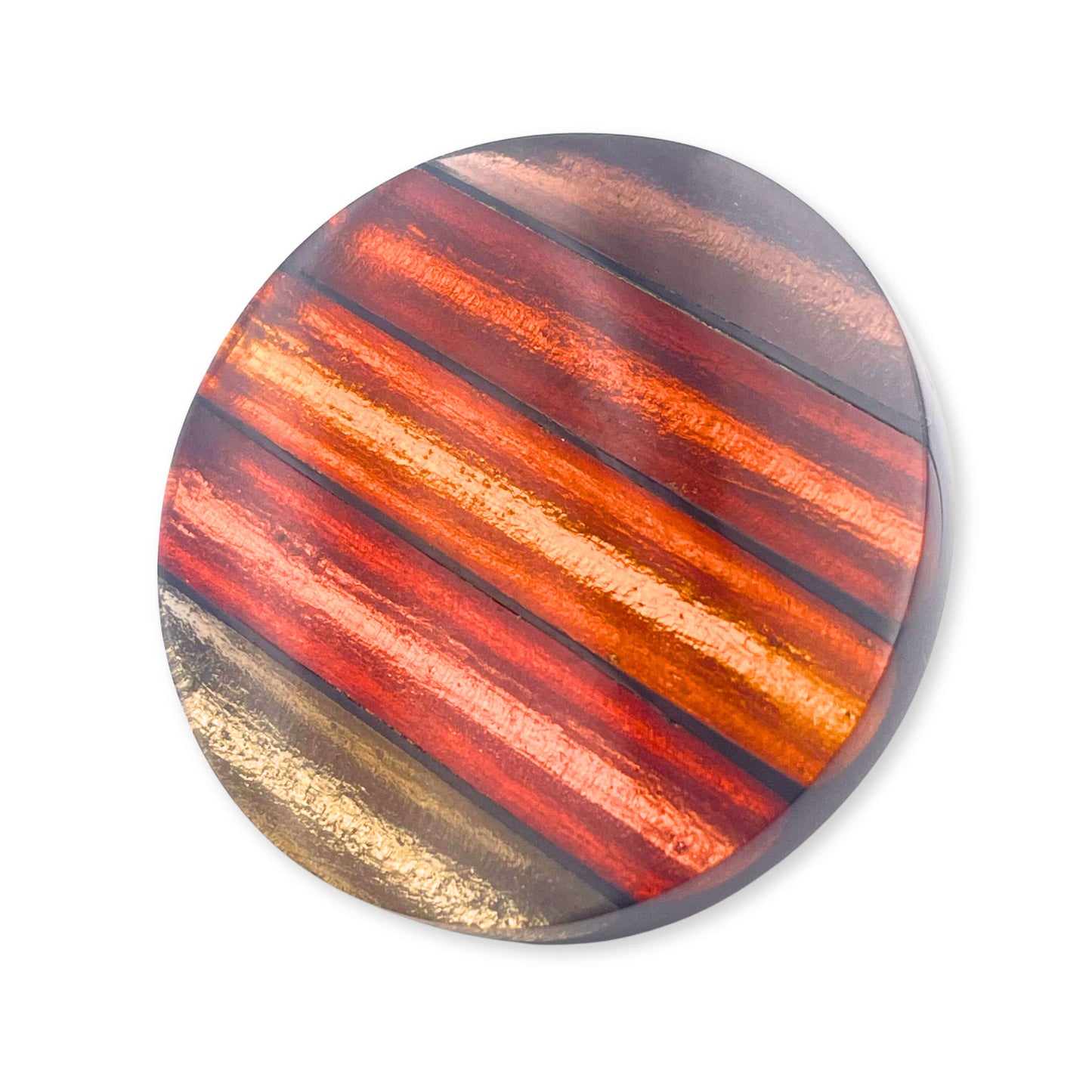 Amber Geometric Circles Shiny Brooch