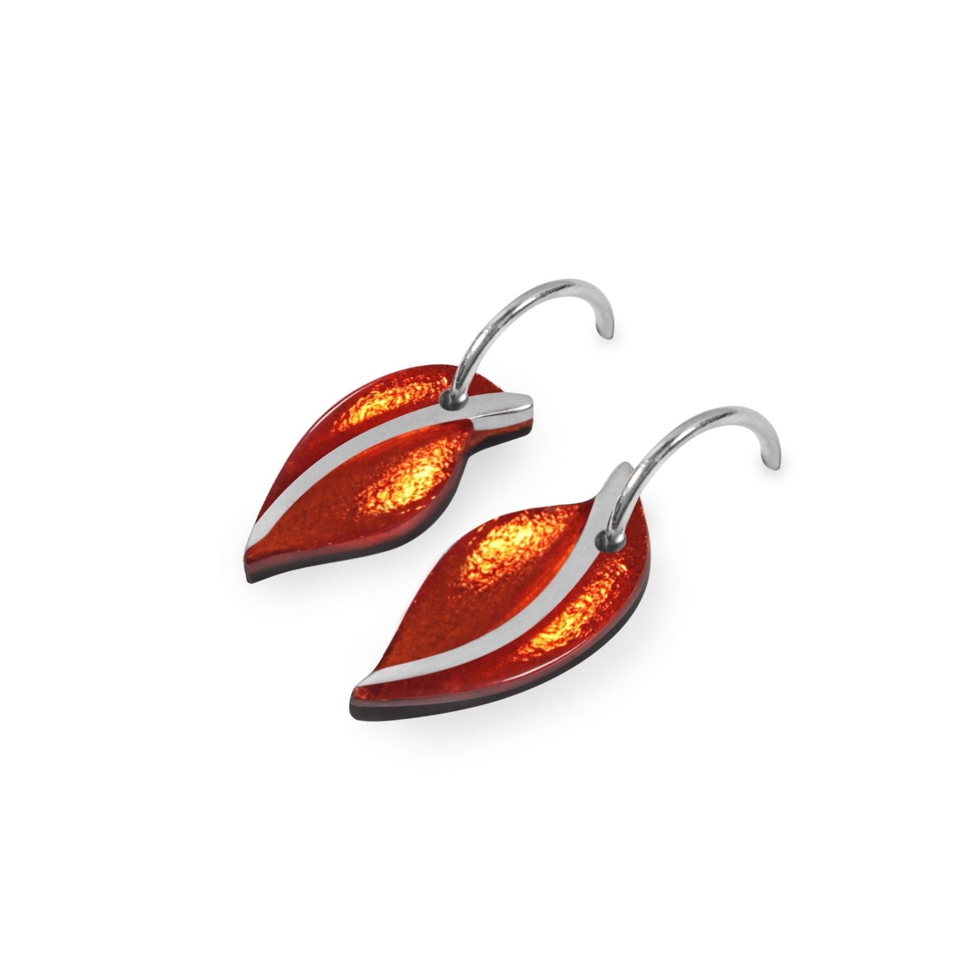 Orange Leaf Shiny Creole Earrings | The Jewellery Stop