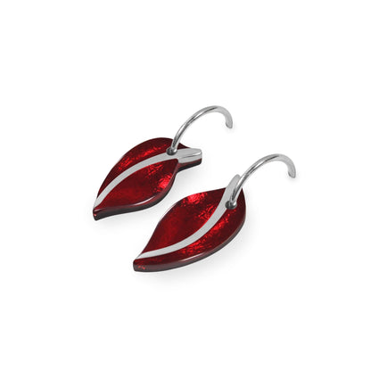 Red Leaf Shiny Creole Earrings | The Jewellery Stop