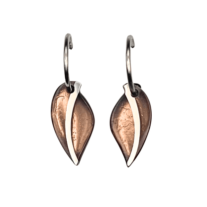 Nougat Leaf Shiny Creole Earrings | The Jewellery Stop