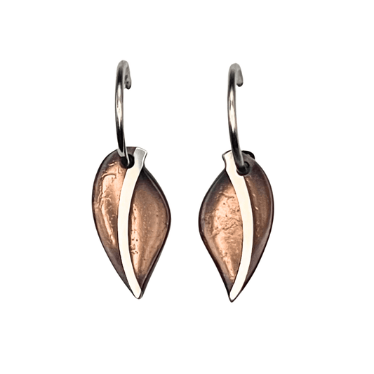 Nougat Leaf Shiny Creole Earrings | The Jewellery Stop