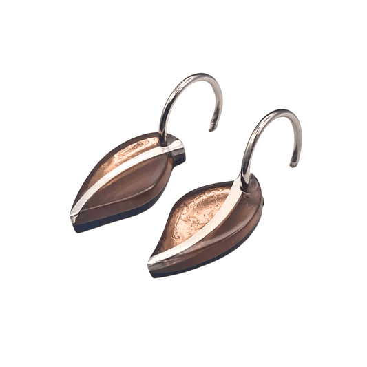 Nougat Leaf Shiny Creole Earrings | The Jewellery Stop