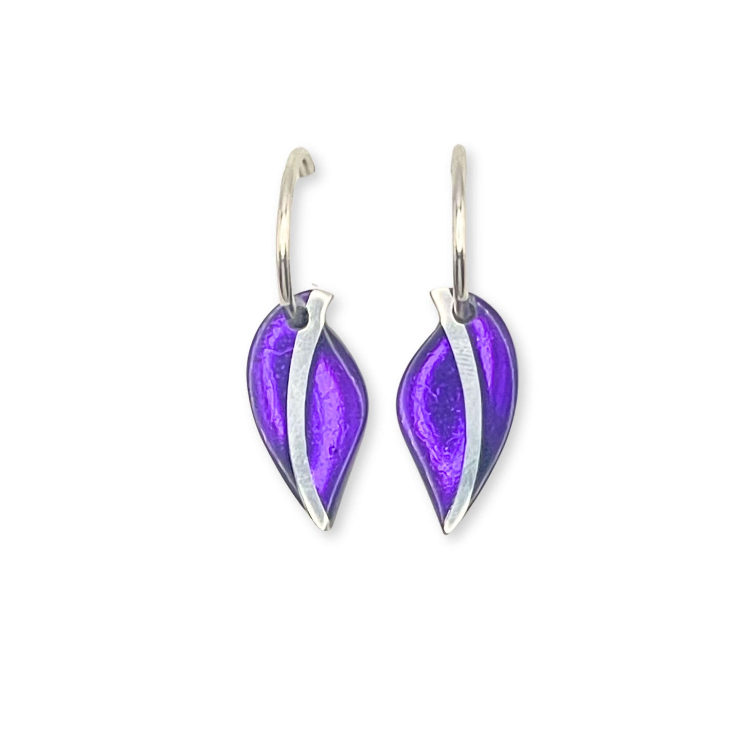 Peacock Leaf Shiny Creole Earrings