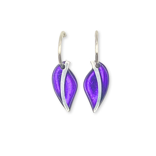 Peacock Leaf Shiny Creole Earrings
