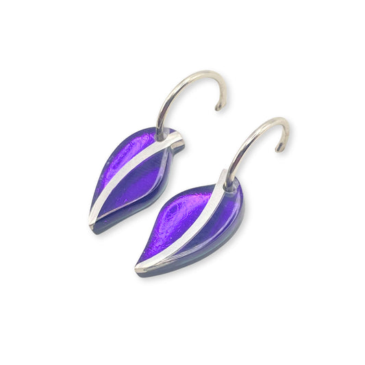 Peacock Leaf Shiny Creole Earrings