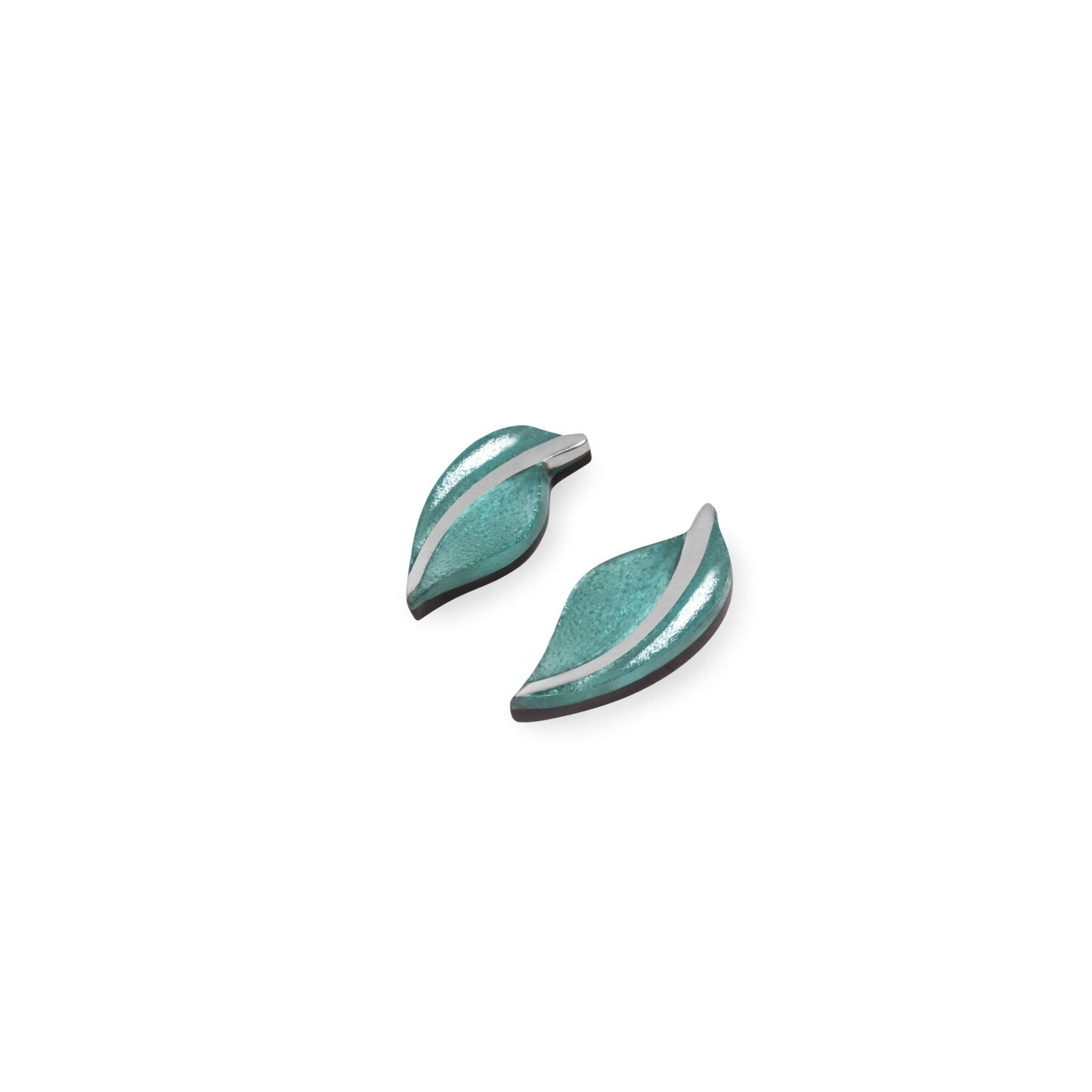 Aqua Leaf Shiny Stud Earrings | The Jewellery Stop