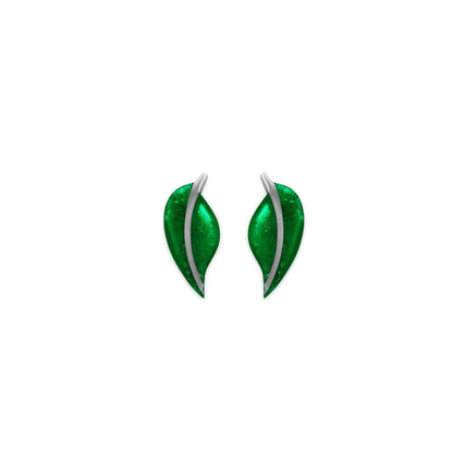 Emerald Leaf Shiny Stud Earrings | The Jewellery Stop