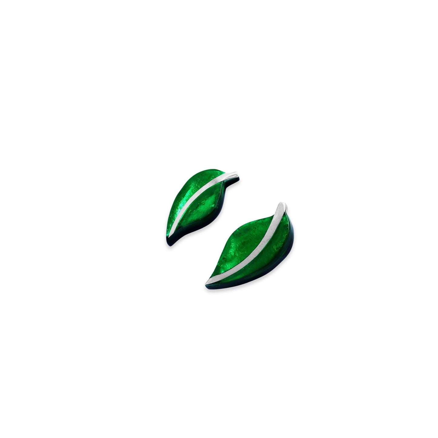 Emerald Leaf Shiny Stud Earrings | The Jewellery Stop