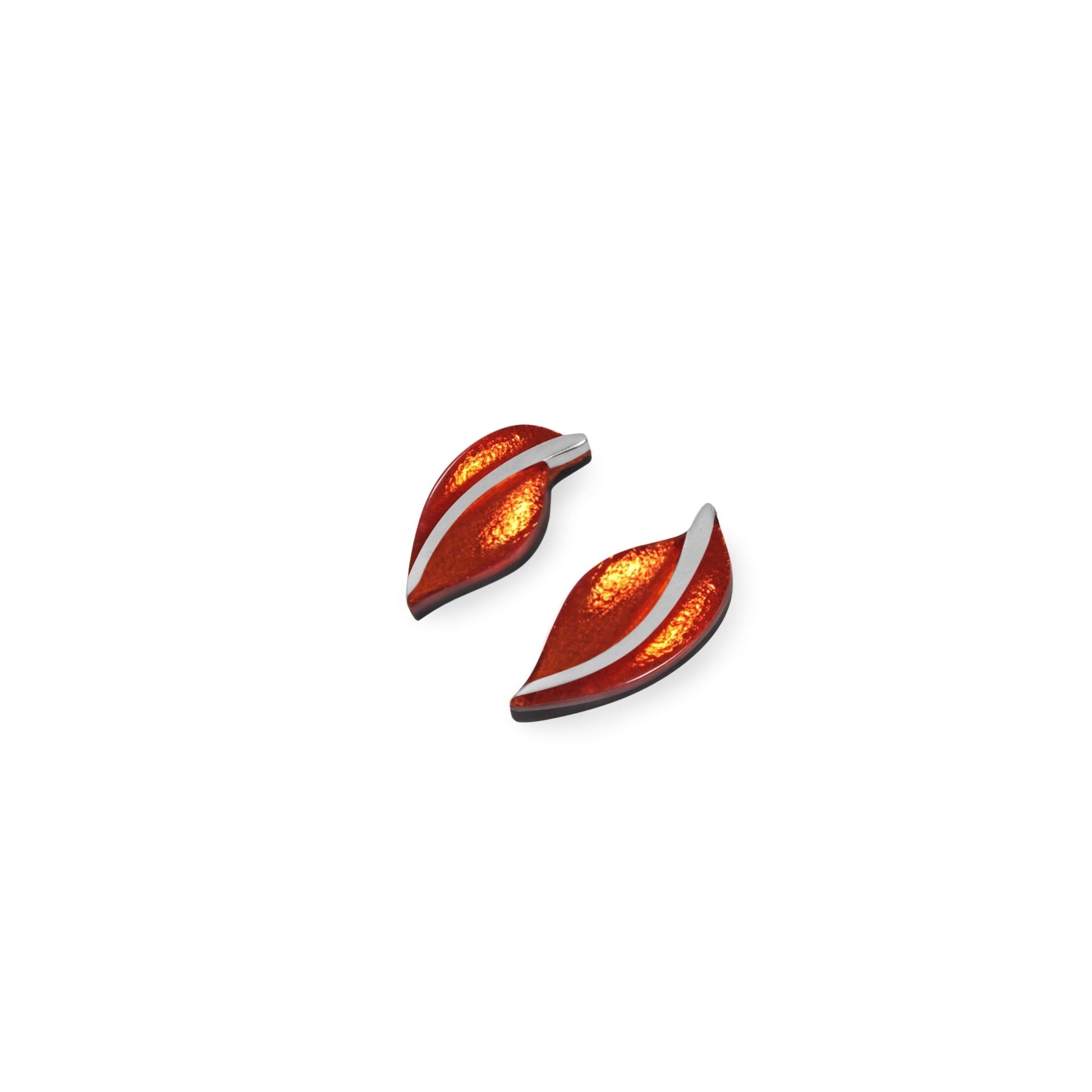 Orange Leaf Shiny Stud Earrings | The Jewellery Stop