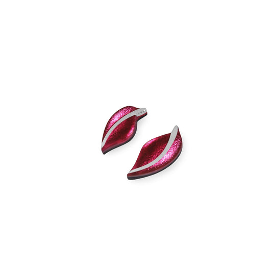 Pink Leaf Shiny Stud Earrings | The Jewellery Stop