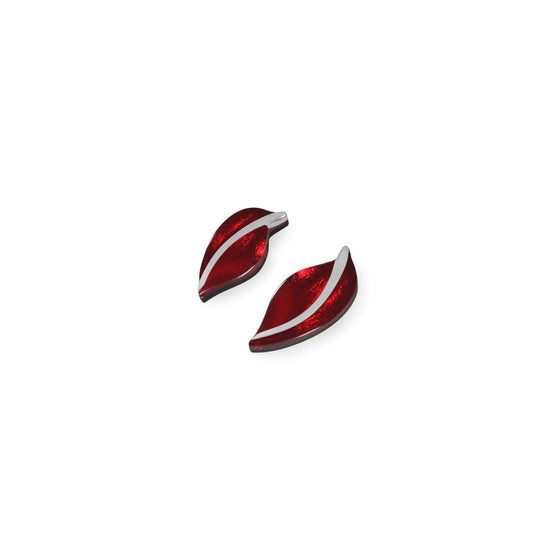 Red Leaf Shiny Stud Earrings | The Jewellery Stop