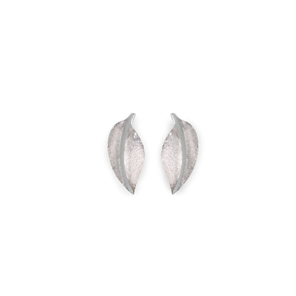 Silver Leaf Shiny Stud Earrings | The Jewellery Stop