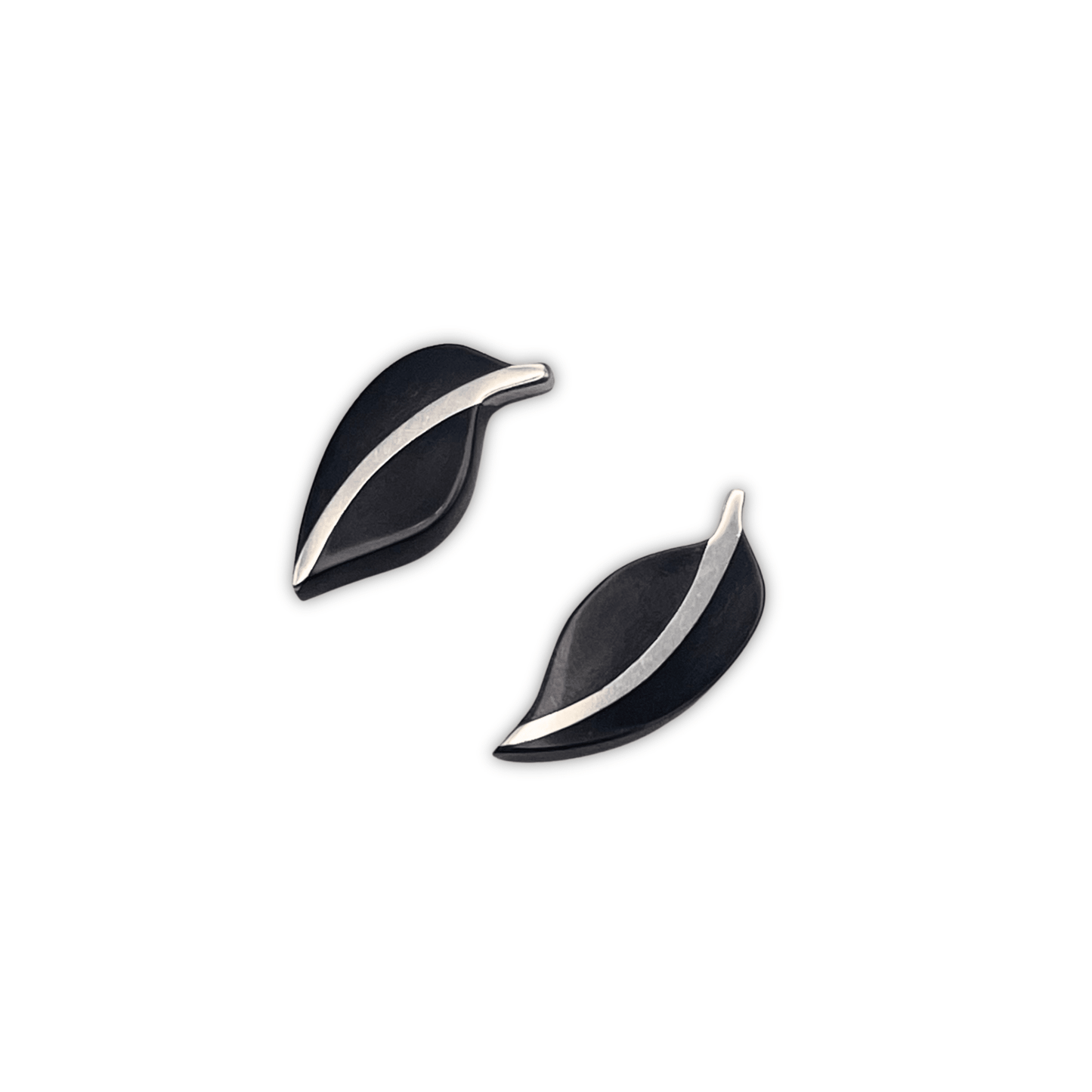 Black Leaf Shiny Stud Earrings | The Jewellery Stop
