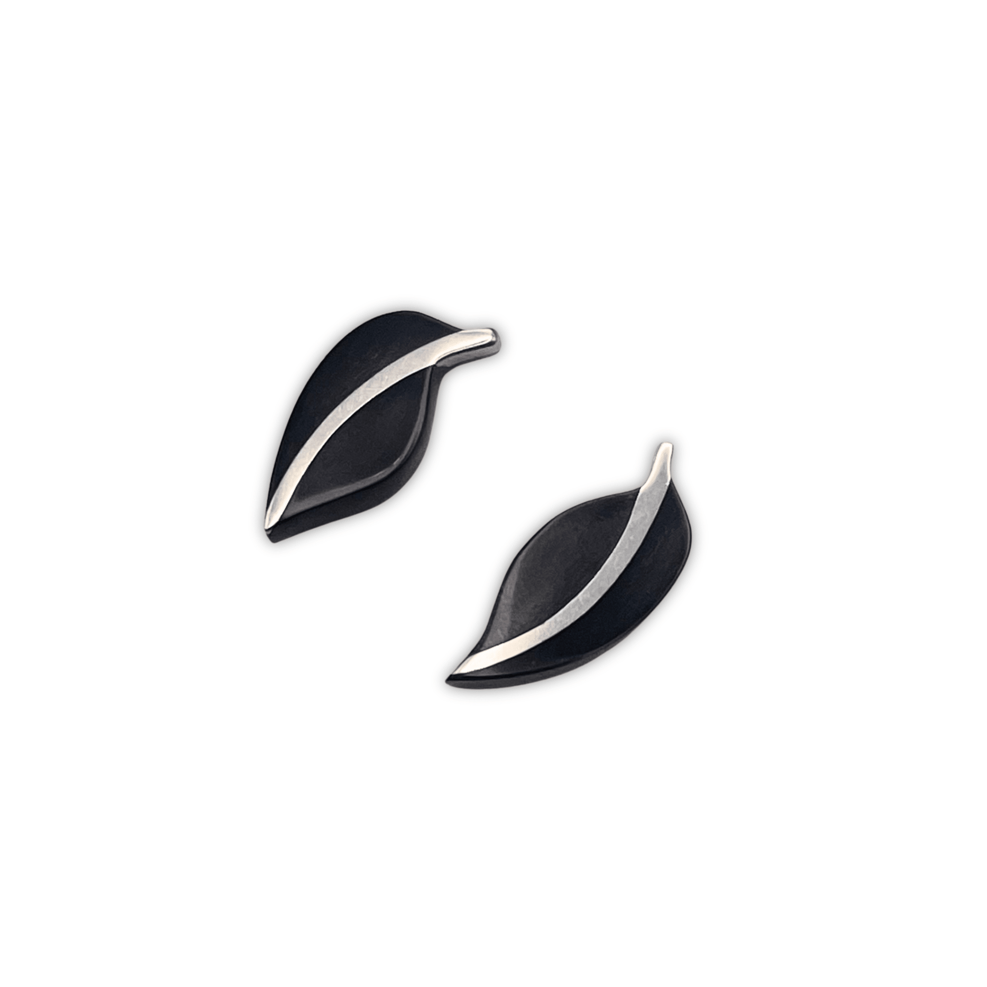 Black Leaf Shiny Stud Earrings | The Jewellery Stop