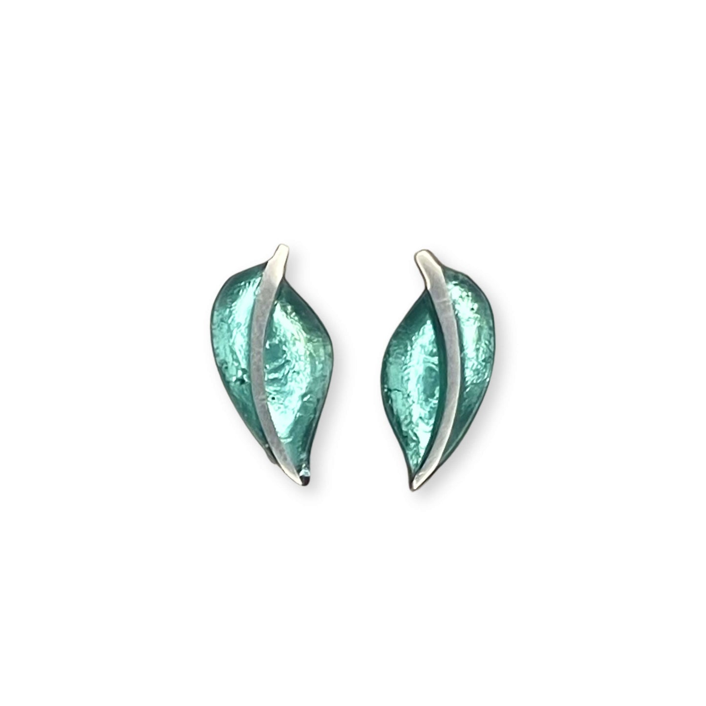Mint Leaf Shiny Stud Earrings