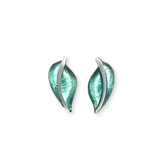 Mint Leaf Shiny Stud Earrings