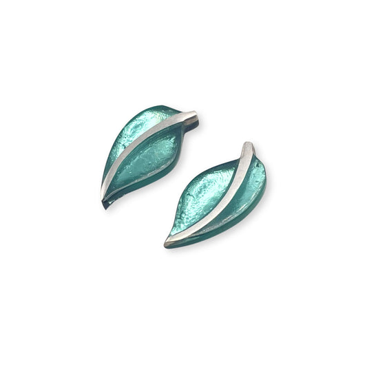 Mint Leaf Shiny Stud Earrings