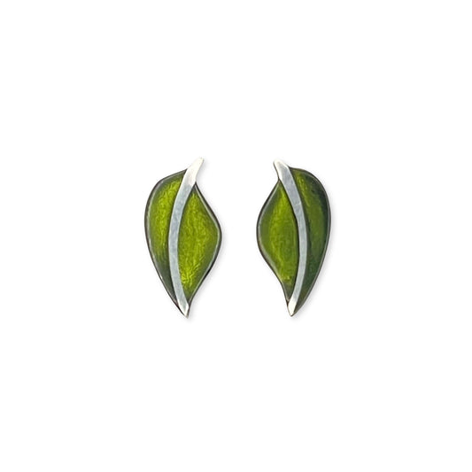 Olive Leaf Shiny Stud Earrings