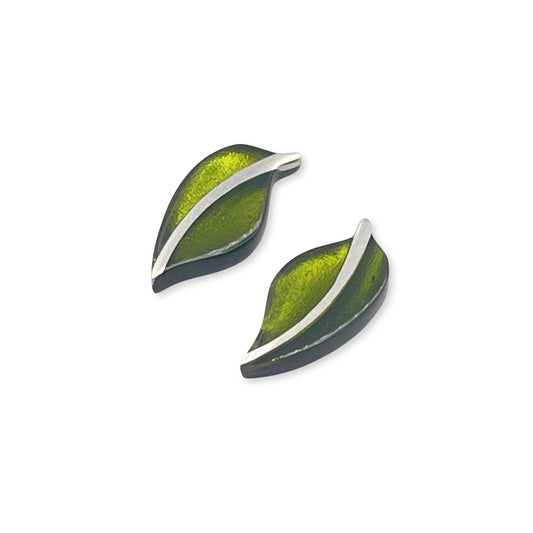 Olive Leaf Shiny Stud Earrings