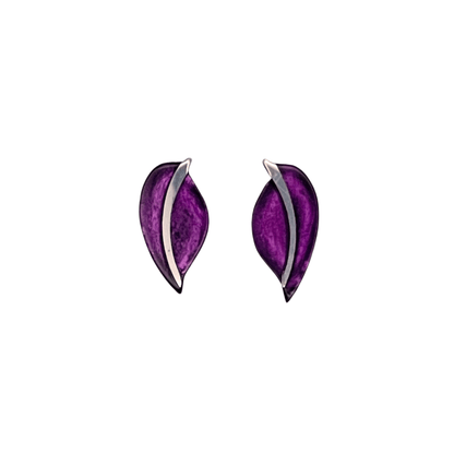 Purple Leaf Shiny Stud Earrings | The Jewellery Stop