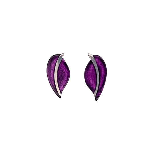 Purple Leaf Shiny Stud Earrings | The Jewellery Stop