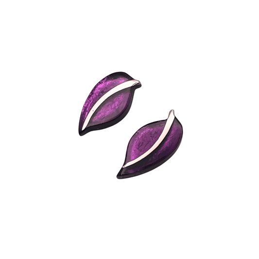 Purple Leaf Shiny Stud Earrings | The Jewellery Stop