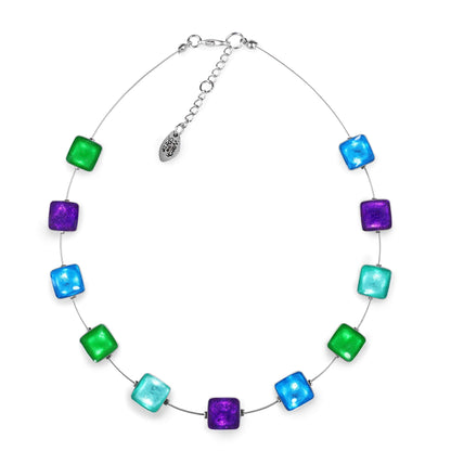 Aurora Aluminium Squares Shiny Necklace | The Jewellery Stop