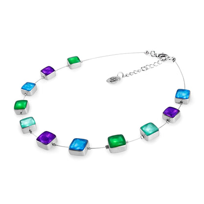 Aurora Aluminium Squares Shiny Necklace | The Jewellery Stop