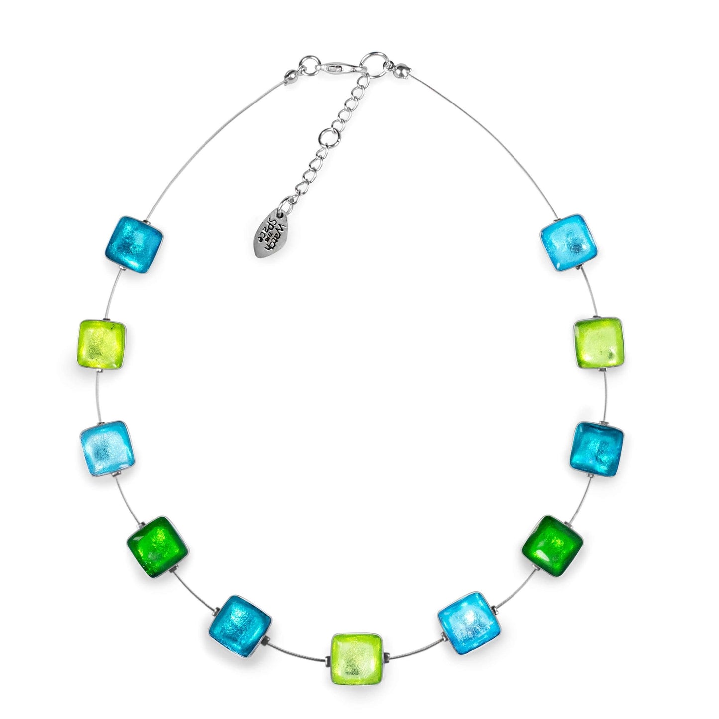 Neptune Aluminium Squares Shiny Necklace | The Jewellery Stop