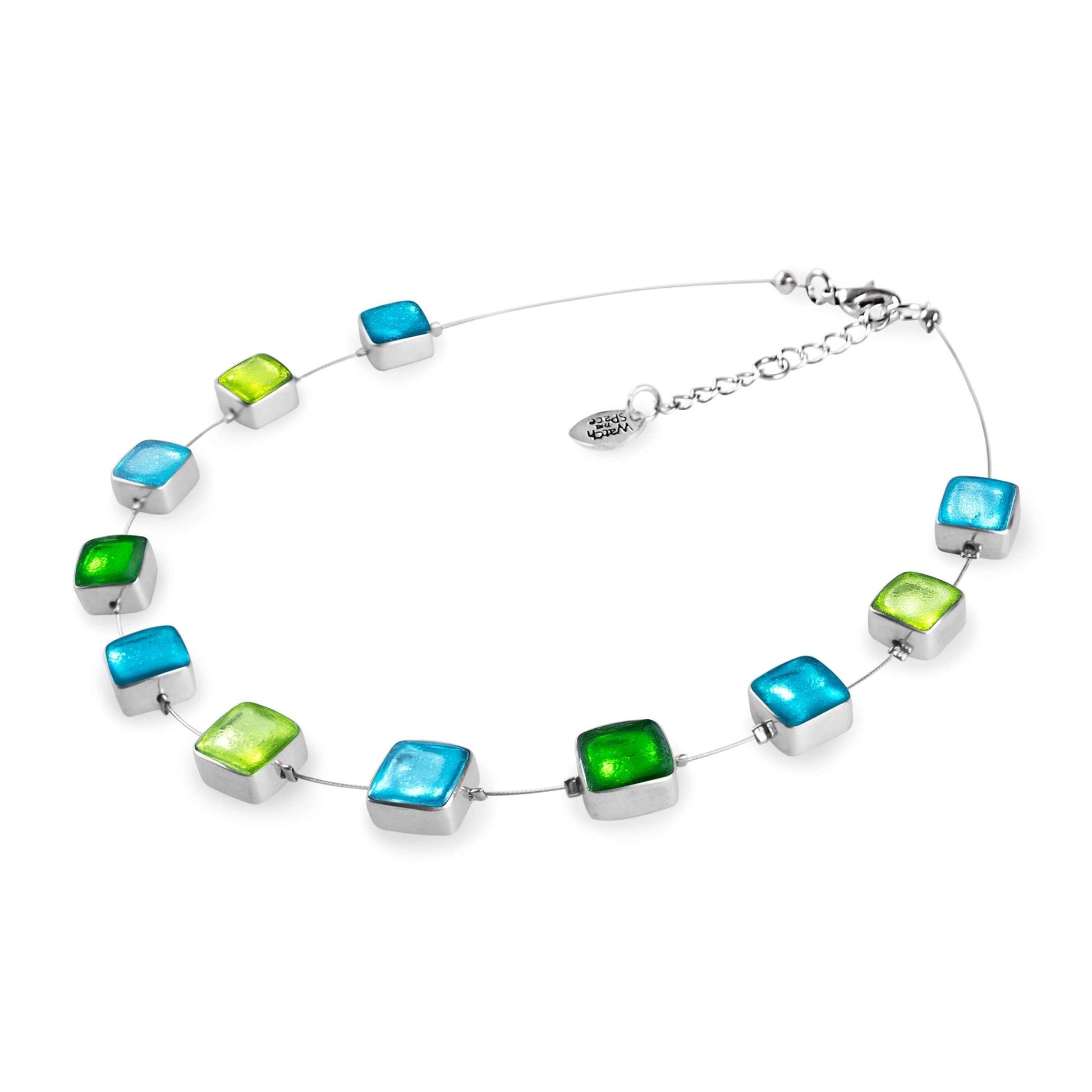 Neptune Aluminium Squares Shiny Necklace | The Jewellery Stop