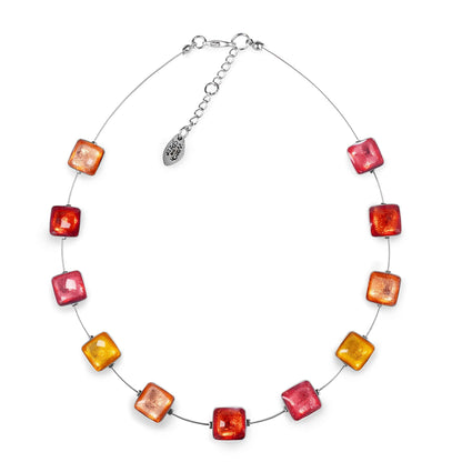 Terracotta Aluminium Squares Shiny Necklace | The Jewellery Stop
