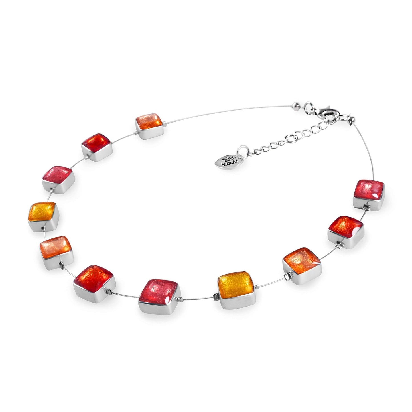 Terracotta Aluminium Squares Shiny Necklace | The Jewellery Stop