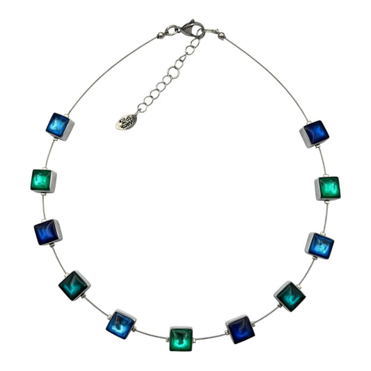 Crystal Aluminium Squares Shiny Necklace | The Jewellery Stop