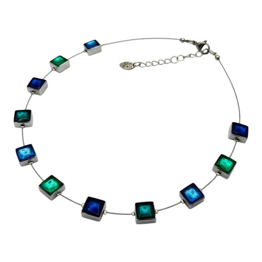 Crystal Aluminium Squares Shiny Necklace | The Jewellery Stop
