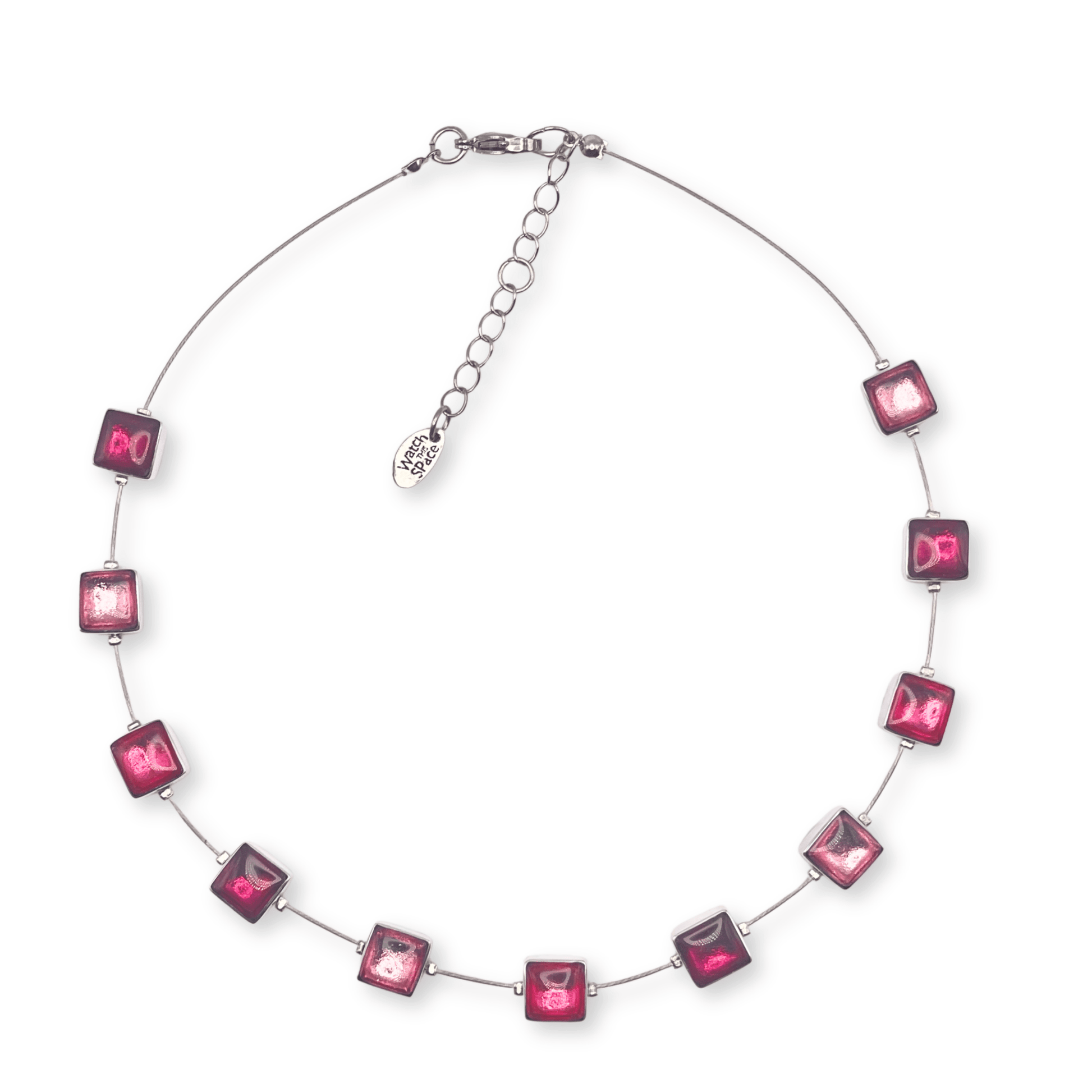 Flamingo Aluminium Squares Shiny Necklace | The Jewellery Stop
