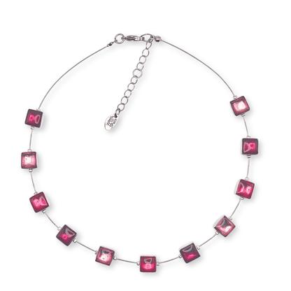 Flamingo Aluminium Squares Shiny Necklace | The Jewellery Stop