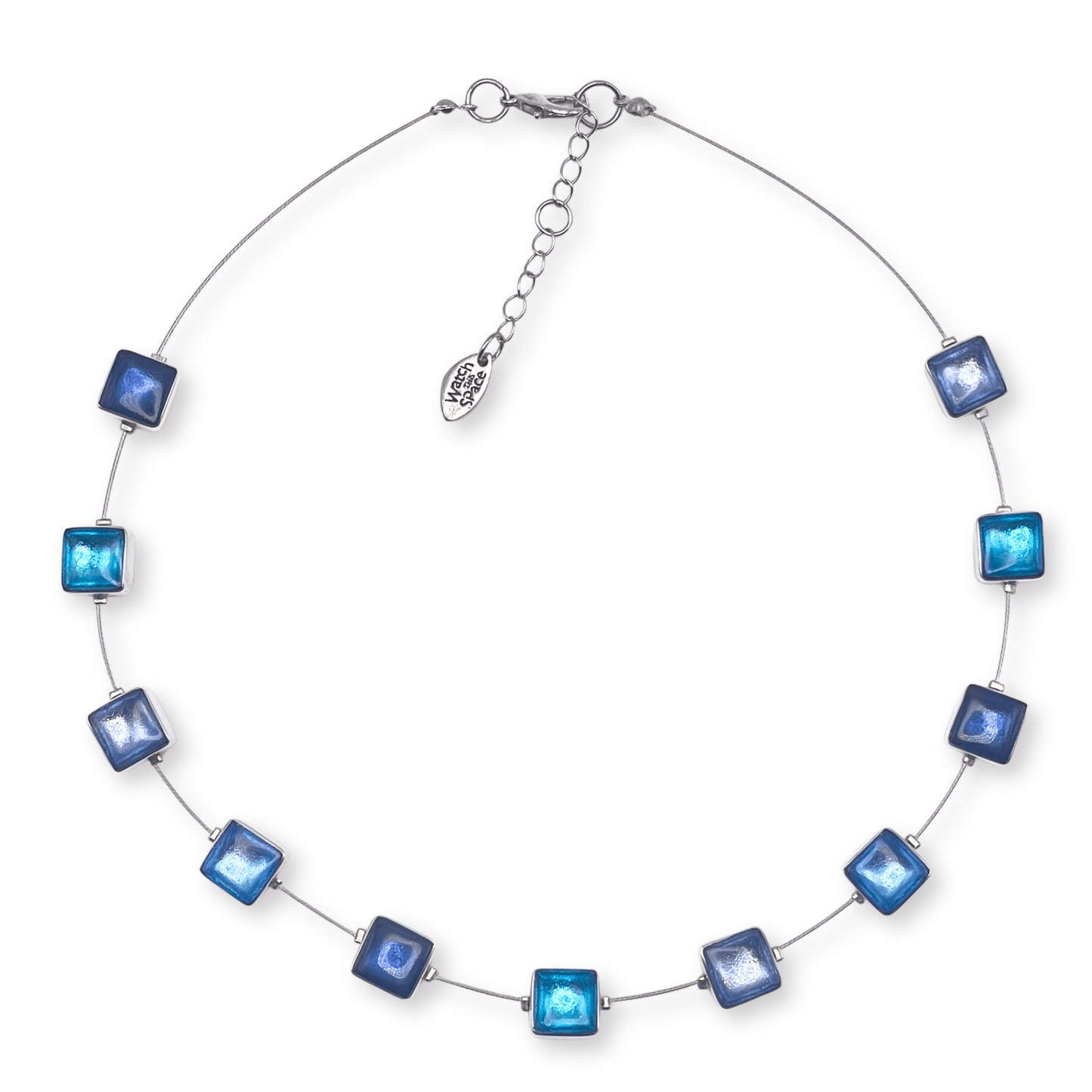 Ocean Aluminium Squares Shiny Necklace | The Jewellery Stop