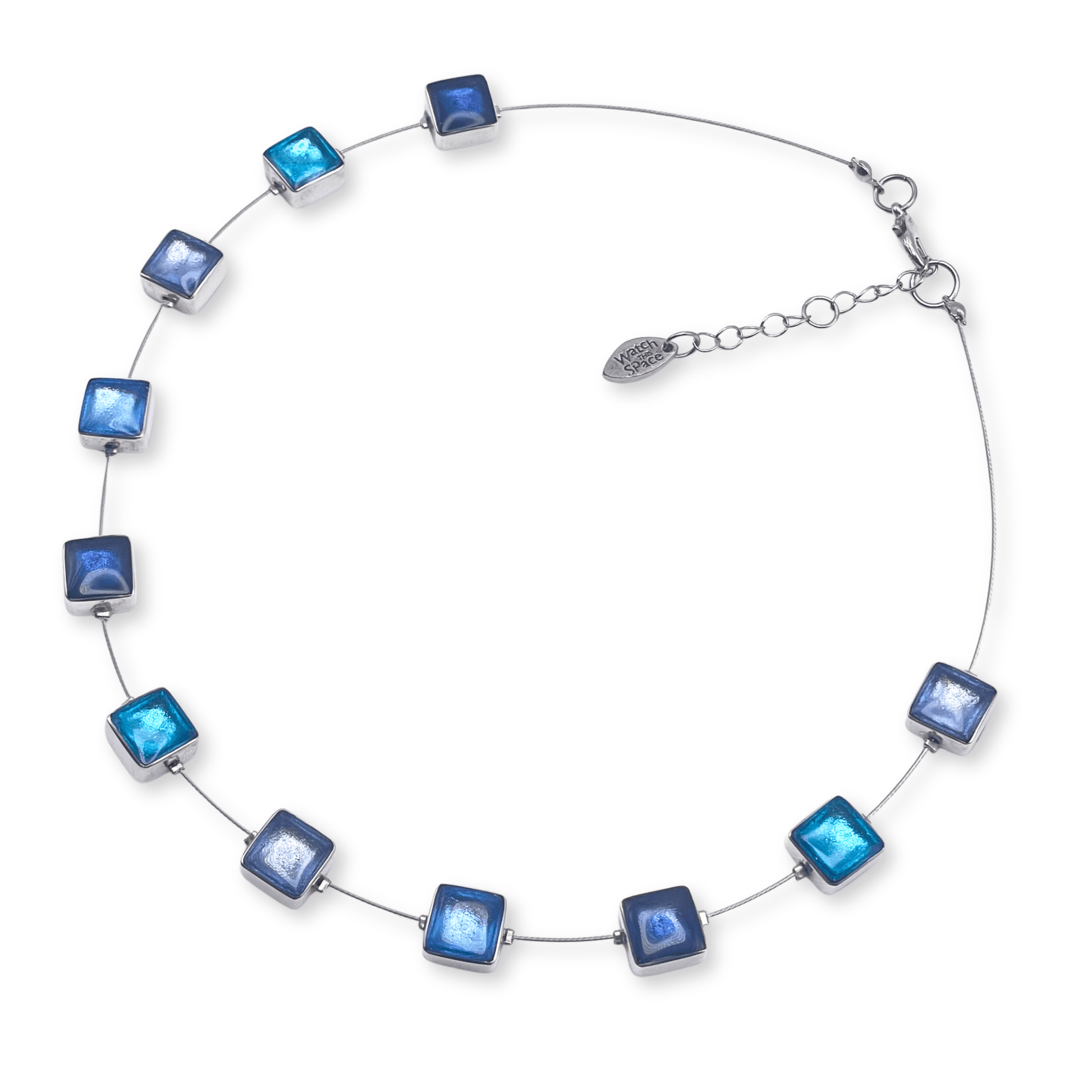 Ocean Aluminium Squares Shiny Necklace | The Jewellery Stop